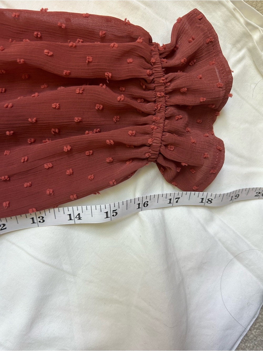 Oak & Trellis Dusty Rose Smocked Swiss Dot Peplum Blouse Large - Picture 5 of 10